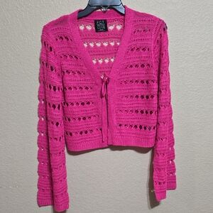 Fct With Love Women's Fuchsia Open-Knit Cardigan